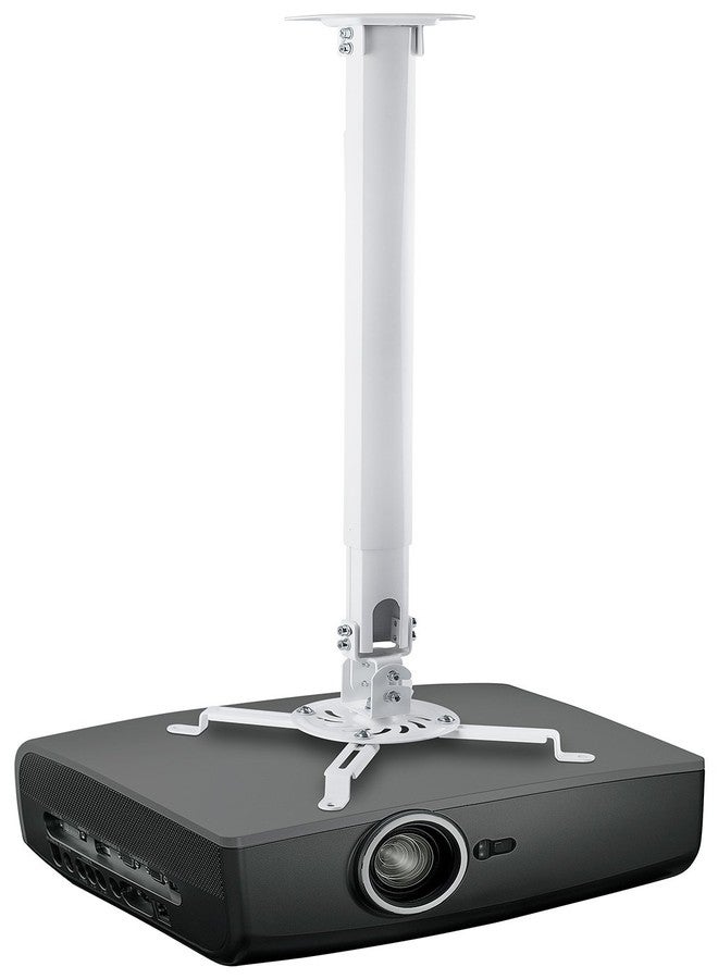 Mount-IT! Projector Ceiling Mount [30 lbs Capacity] Universal Bracket | 360 Full Motion with Tilt and Swivel Rotate | Adjustable Pole Height from 21-34.5 Inches, Extendable Arms (White | Long) - Image 1